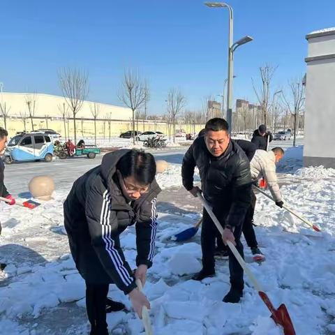 我是党员我先行——陵城区实验中学开展除雪破冰行动