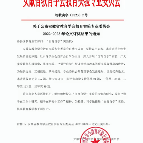 【党建引领  质量提升】合肥市滁州路小学教师论文评比荣获佳绩