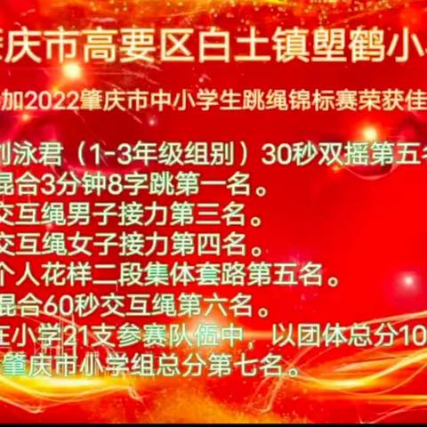 记白土镇塱鹤小学参加2022年肇庆市中小学生跳绳锦标赛