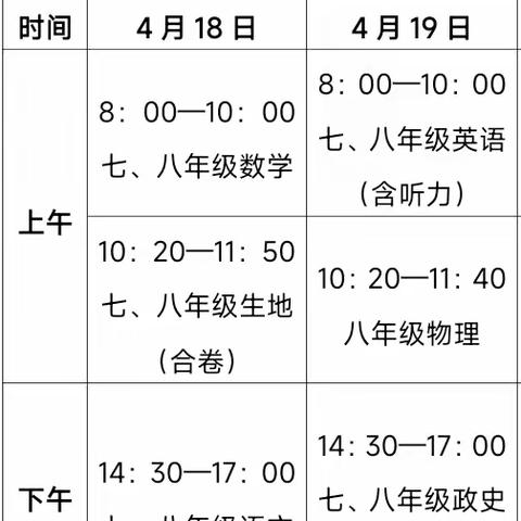 南丰县实验学校七、八年级学业水平检测告家长书