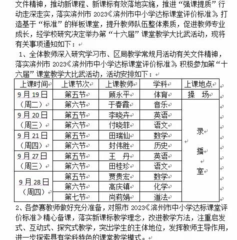 教学比武大练兵 课堂亮剑争一流 ——滨城三中教育集团南校区教学常规月共建达标课堂活动纪实