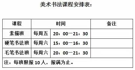 美术书法课程安排简介