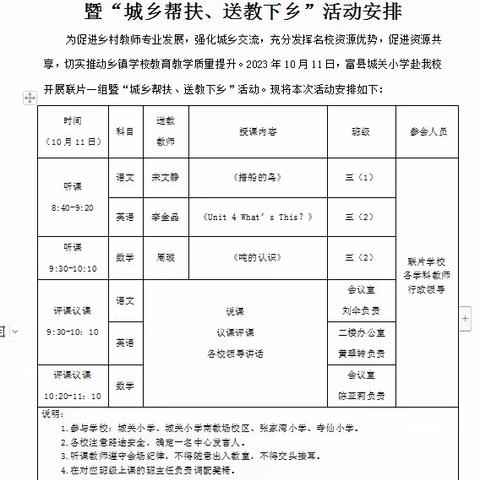 富县联片一组研讨互动暨“城乡帮扶 送教下乡”活动