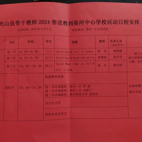 同谱华章绘锦绣     共育桃李绽芬芳  ——光山县送教下乡到晏河乡中心学校