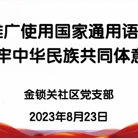 推广使用国家通用语言，筑牢中华民族共同体意识——金锁关社区党支部开展主题宣传活动