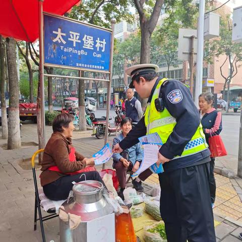 金台交警走进太平堡村开展一盔一带主题宣传