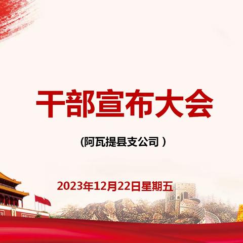 阿瓦提县支公司干部宣布大会