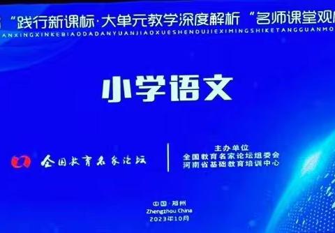 聆听名家课堂 汲取教育智慧——漯河市郾城区辽河路小学语文教师参加第十四届全国教育名家论坛暨“践行新课标   大单元整体教学”名师观摩研讨会