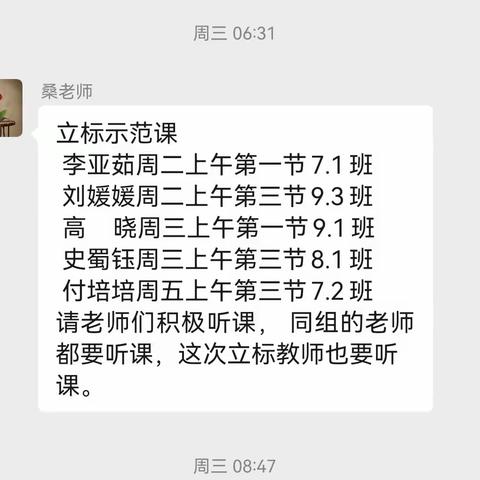 辛庄镇中学数学组“四课型”立标教师示范课活动