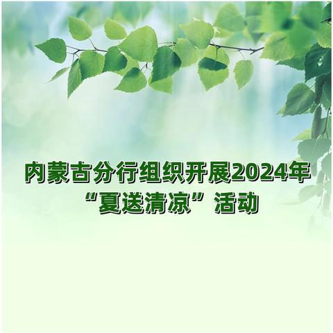 内蒙古分行开展2024年 ﻿“夏送清凉”活动