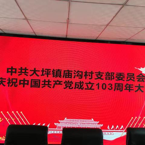 大坪镇庙沟村召开庆祝中国共产党成立103周年党员大会暨“七一”表彰大会