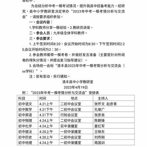 精研深耕 鉴往知来——2023年中考一模考情分析与交流会（初中语文）