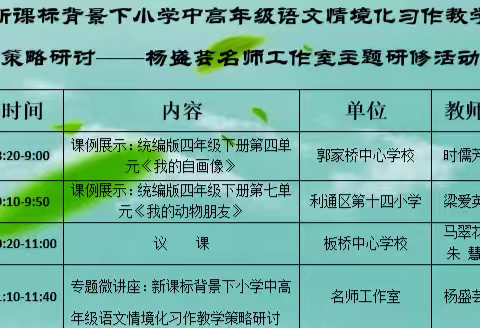 新课标背景下小学中高年级语文情境化习作教学策略研讨——杨盛芸名师工作室主题研修活动