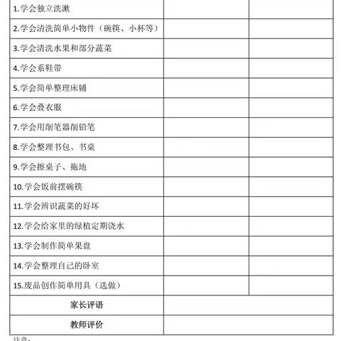 蓬莱区西城小学暑假劳动清单，请查收！