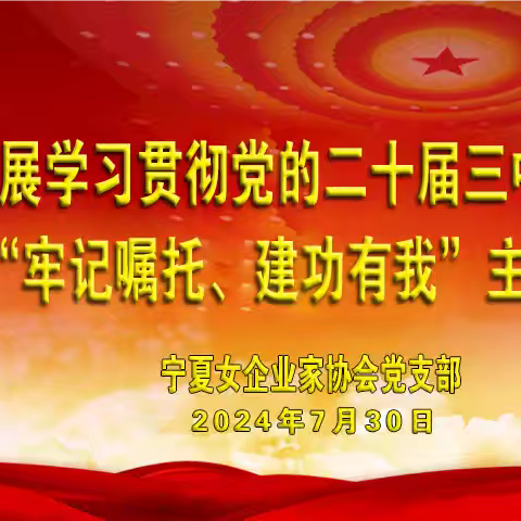 宁夏女企业家协会党支部开展学习贯彻党的二十届三中全会精神暨“牢记嘱托、建功有我”主题党日活动