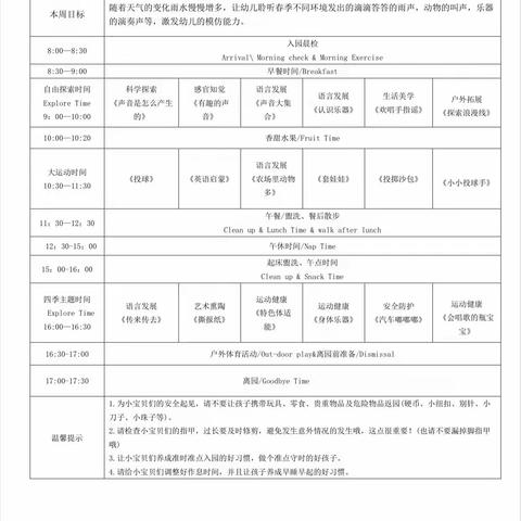 尚品天亿托育中心海狮班四月份第四周教学小结