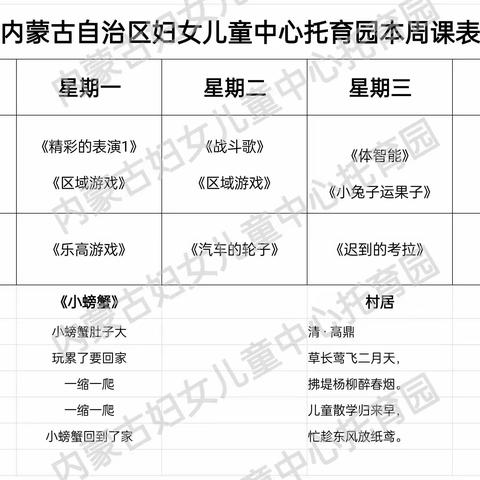 内蒙古妇女儿童中心托育园【葡萄班】四月第4周周报告