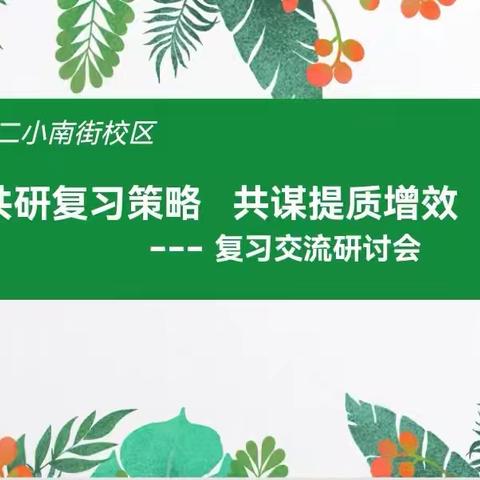 共研复习策略    共谋提质增效 ——期末复习交流研讨会