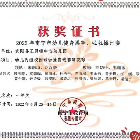 宾阳县王灵镇中心幼儿园幼儿获奖喜报