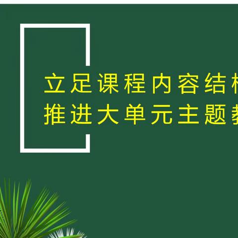 立足课程内容结构化  推进大单元主题教学