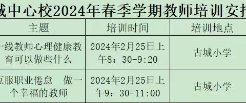 勤学而交流    则博学而睿智 ——北古城镇中心学校2024年春季学期教师全员培训暨心理健康教育“赋能教师教育教学能力”