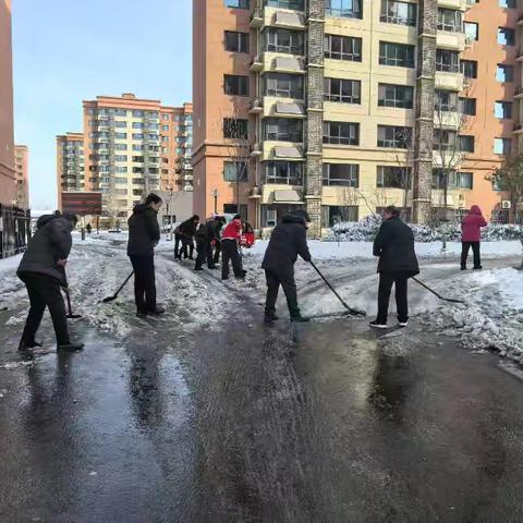 临港街道公益岗扫雪清路，温暖家园