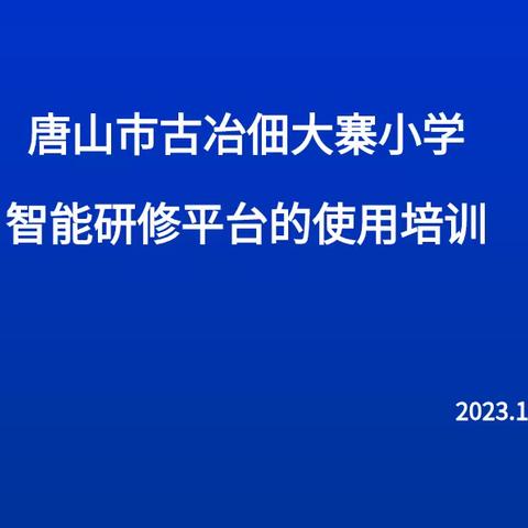 研修平台赋能课堂  助力智慧教师成长                    ——佃大寨小学智能研修培训纪实