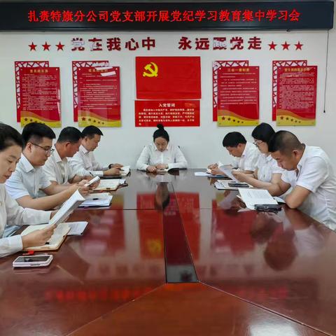 扎赉特旗分公司党支部开展党纪学习教育