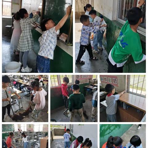 奉献我争先，劳动最光荣——后港镇徐坂小学开展全校大扫除活动