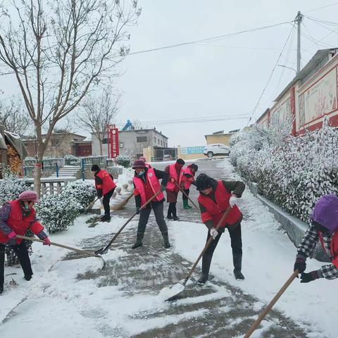 榆山街道新博士村开展“初冬暴雪中的‘志愿红’，清雪除冰为居民铲出‘平安路’”志愿服务活动