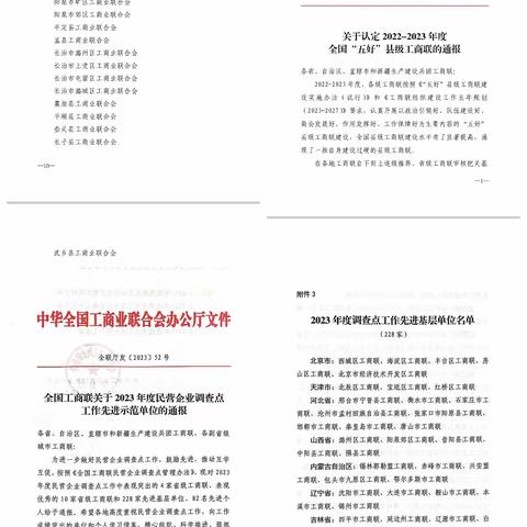 潞州区工商联荣获全国“五好”县级工商联及调查点工作先进示范单位两项荣誉称号