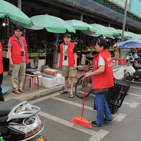 铺前镇社区居民委员会开展周末大扫除活动。