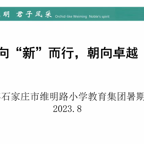 向“新”而行，朝向卓越——2023年石家庄市维明路小学教育集团暑期培训