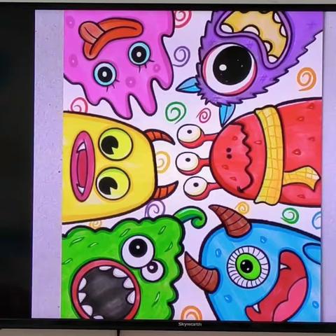 荔茵幼儿园课堂主题绘画《小怪兽》