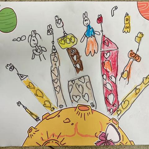 荔茵幼儿园课堂主题绘画《火星上的房子》