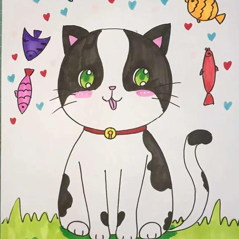 荔茵课堂主题绘画《可爱的猫咪》