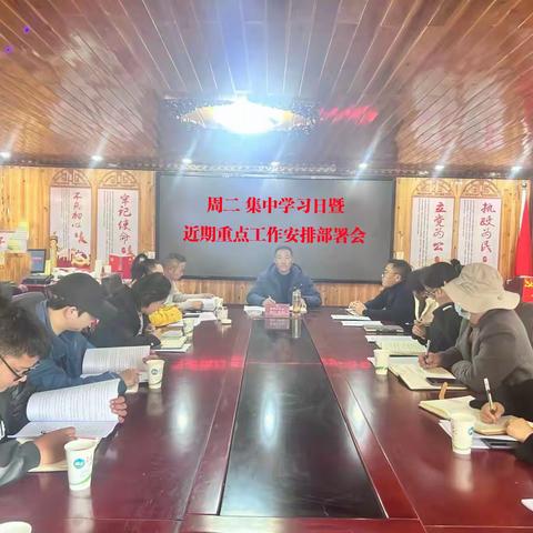 温波镇  周二集中学习日暨近期重点工作安排部署会