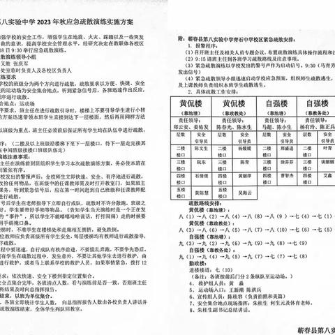 应急演练始于心，防范未然始于行 ——蕲春县第八实验中学举行2023年秋应急疏散演练活动