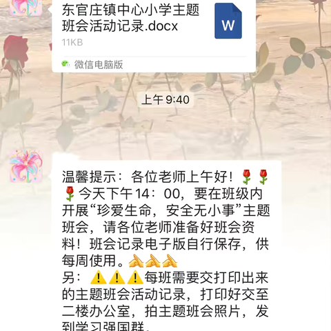 生命如夏花般灿烂——东官庄镇中心小学“珍爱生命，安全无小事”主题班会