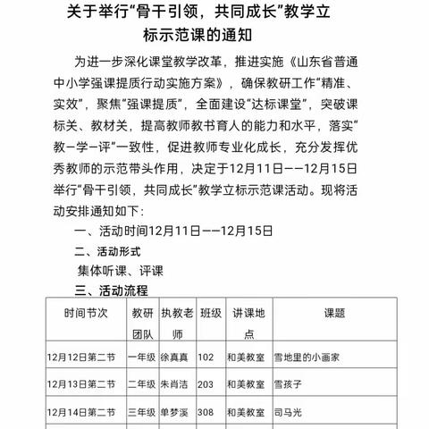 “骨干引领，共同成长”——香山路小学二年级语文学科立标课