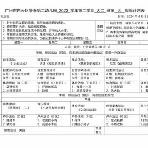 景泰第二幼儿园大二班一周加油站