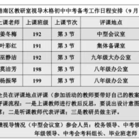 新学期梦起航，视导检查促提升——港南区教研室到木格初中开展中考备考视导工作