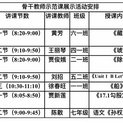 骨干示范引领 助推教师成长       ——德岭山学校初中部骨干教师示范课