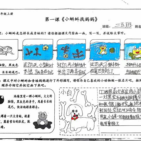 《小蝌蚪找妈妈》拓展练习——致远班成长记录