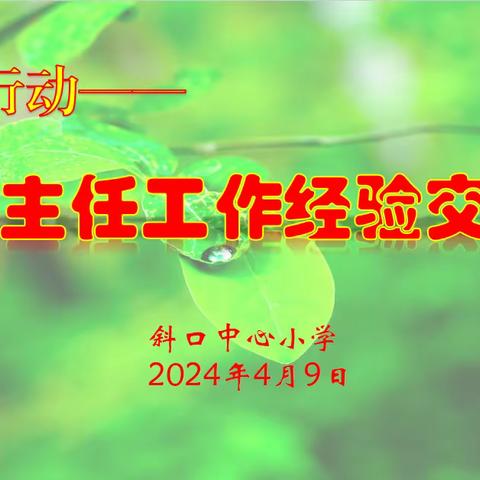 春雨润万物，匠心泽幼苗  ——斜口中心小学第二届“春雨行动”之班主任工作经验交流会