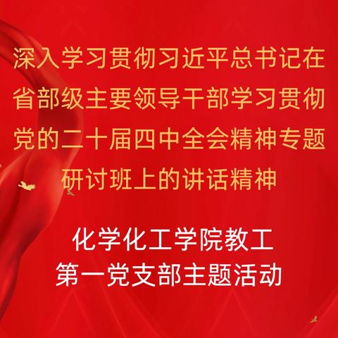 化学化工学院教工第一党支部开展“深入学习贯彻习近平总书记在省部级主要领导干部学习贯彻党的二十届四中全会精神专题研讨班上的讲话精神”主题党日活动
