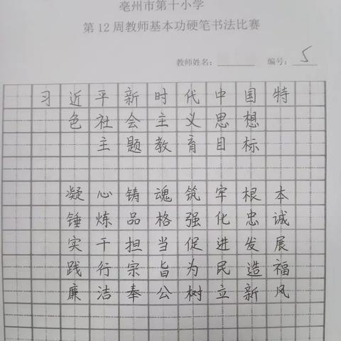 强基固本助“双减” 一撇一捺书芳华 ——亳州市第十小学小学钢笔字书写活动