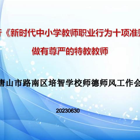 践行《新时代中小学教师职业行为十项准则》做有尊严的特教教师