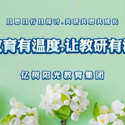 “共研、共思、共成长”------亿树阳光教育集团教研活动实录