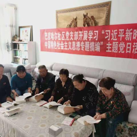 巴彦哈尔社区党支部开展学习“习近平新时代中国特色社会主义思想专题摘编”主题党日活动